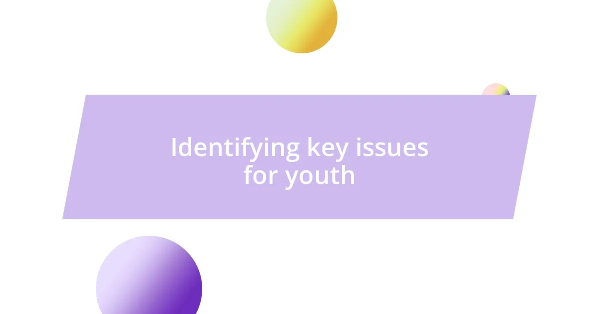 Identifying key issues for youth